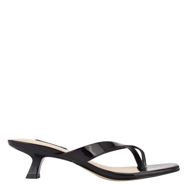 Nine West Marigol Thong Black Heeled Sandals | Ireland 79A93-3O53